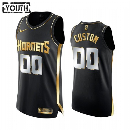 Maillot Basket Charlotte Hornets Personnalisé 2020-21 Noir Golden Edition Swingman - Enfant